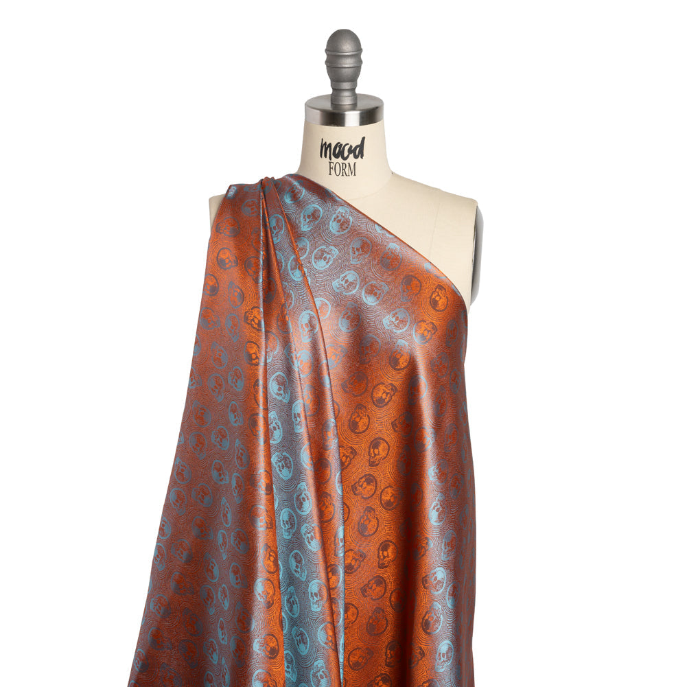 Skulls Jacquard Lining - Aqua and Orange Bi-Color - Thalia Collection