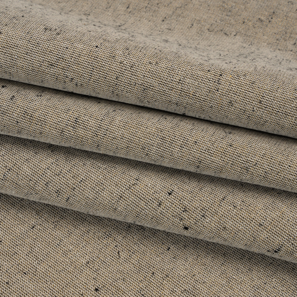 Heavyweight Metallic Linen Woven - White, Black and Gold