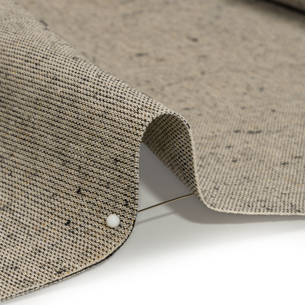 Heavyweight Metallic Linen Woven - White, Black and Gold