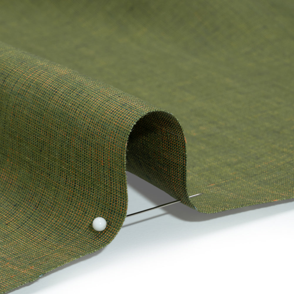 Two-Tone Medium Weight Linen Woven - Kelly Green and Orange