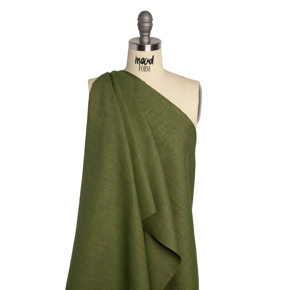 Two-Tone Medium Weight Linen Woven - Kelly Green and Orange