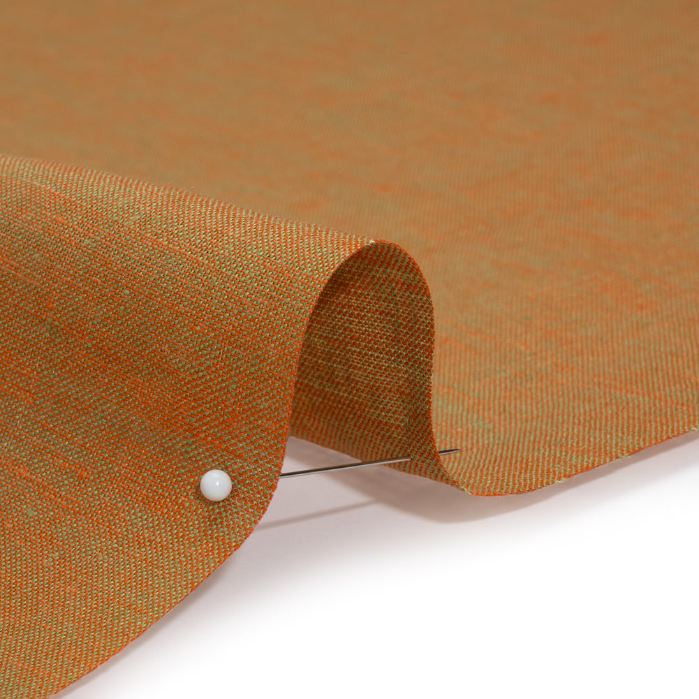 Two-Tone Medium Weight Linen Woven - Orange and Lime Green