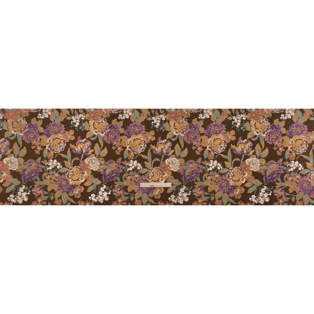 Metallic Luxury Brocade - Brown, Purple and Aqua Classic Flowers