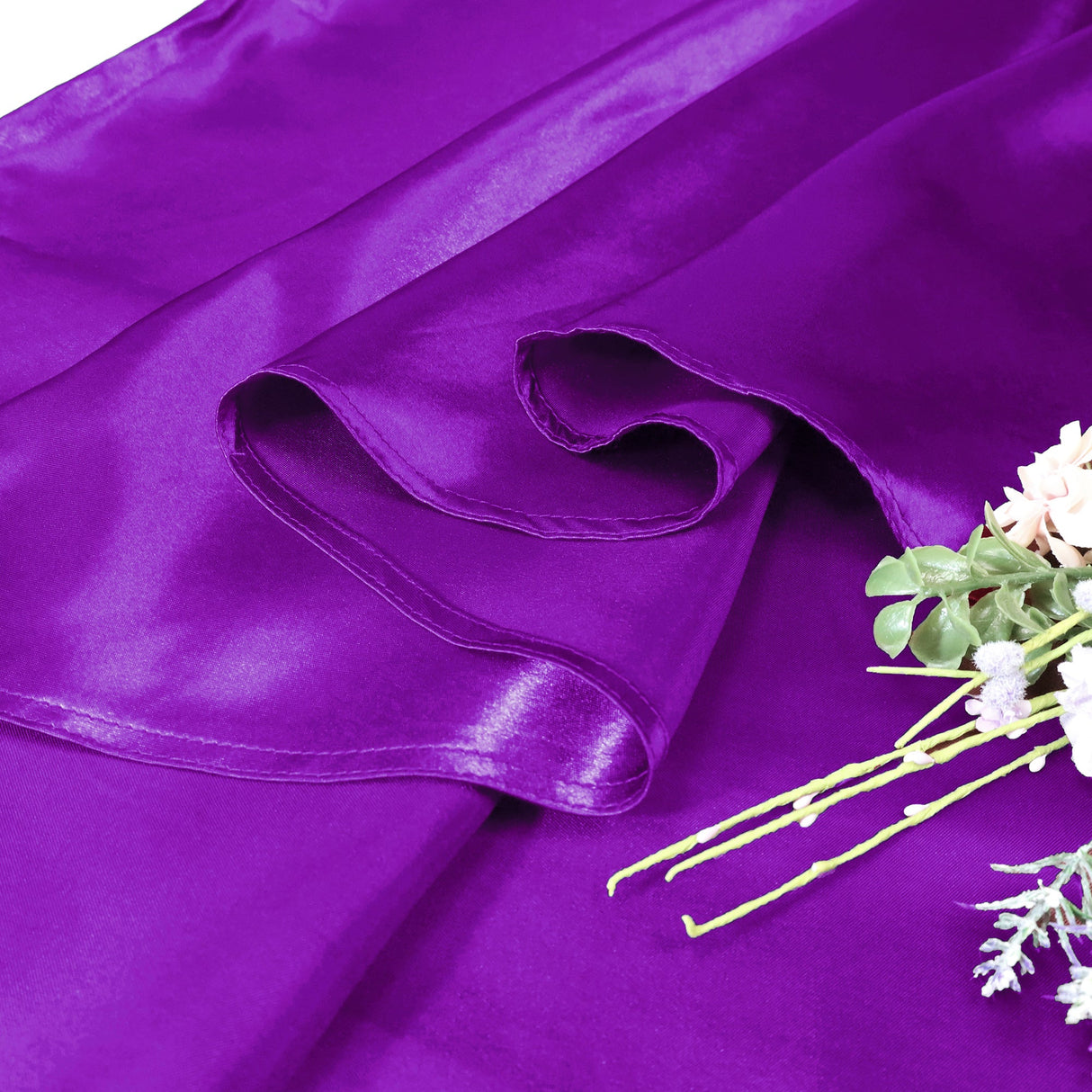 Round Heavy Duty Satin Tablecloth 132" Purple