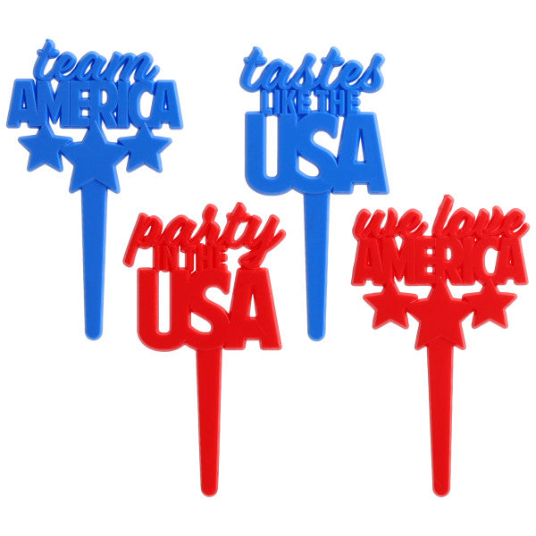 Team Americal USA (Party in the, We love, Team, Tastes like.. the USA) - 12 count cupcake and cake toppers