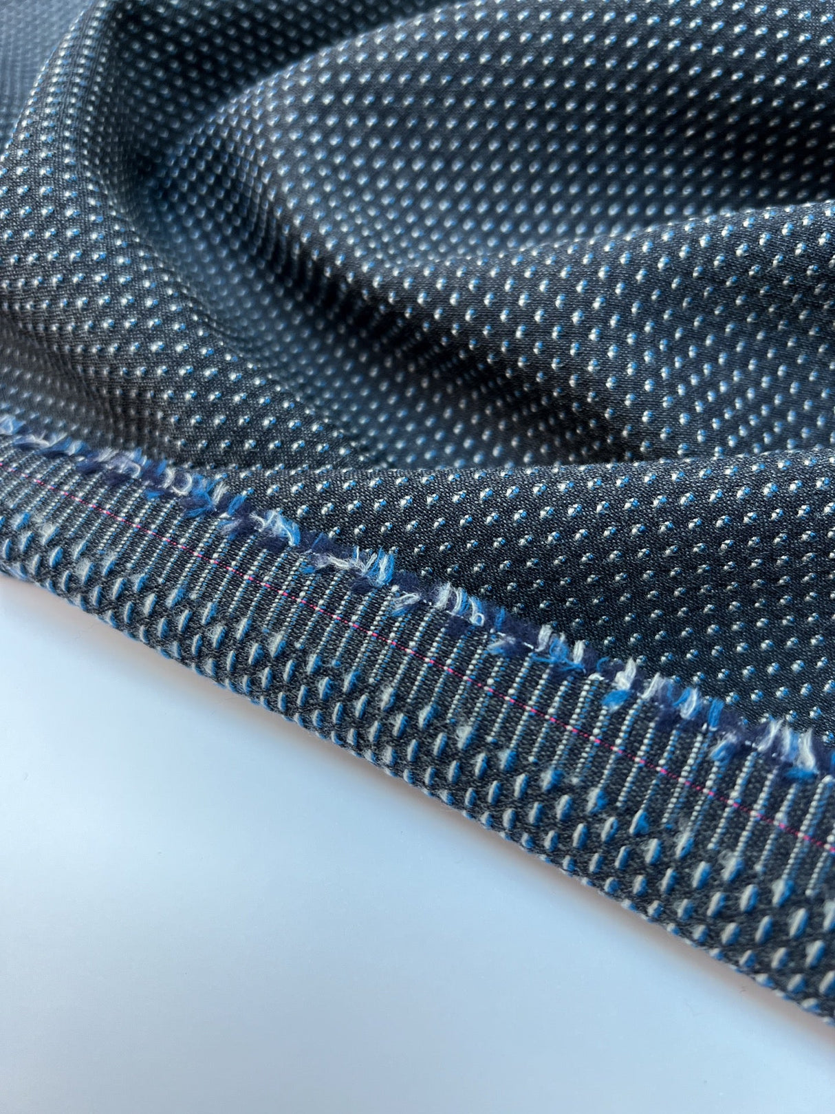 Wool Polka Dot Grey Blue Fabric