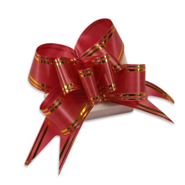 5” Gold Stripe Satin Finish Butterfly Bows 5 '' X 50 EACH / PACKAGE - Red Color 1 / ROLL