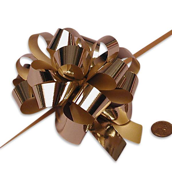 Metallic Gold Pull Bows – 3/16" x 4" (50 Pieces per Roll)