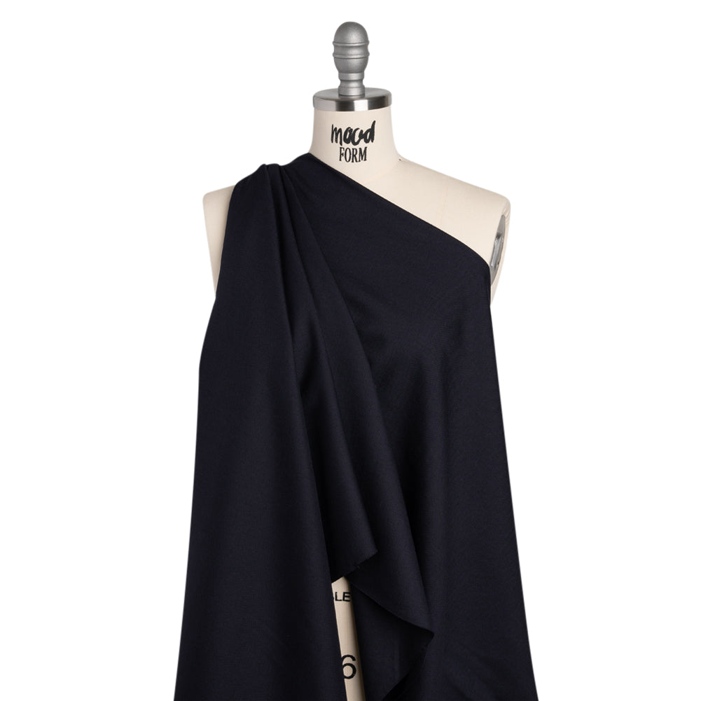 Wool Pique Suiting - Navy Blue Birdseye - Deadstock