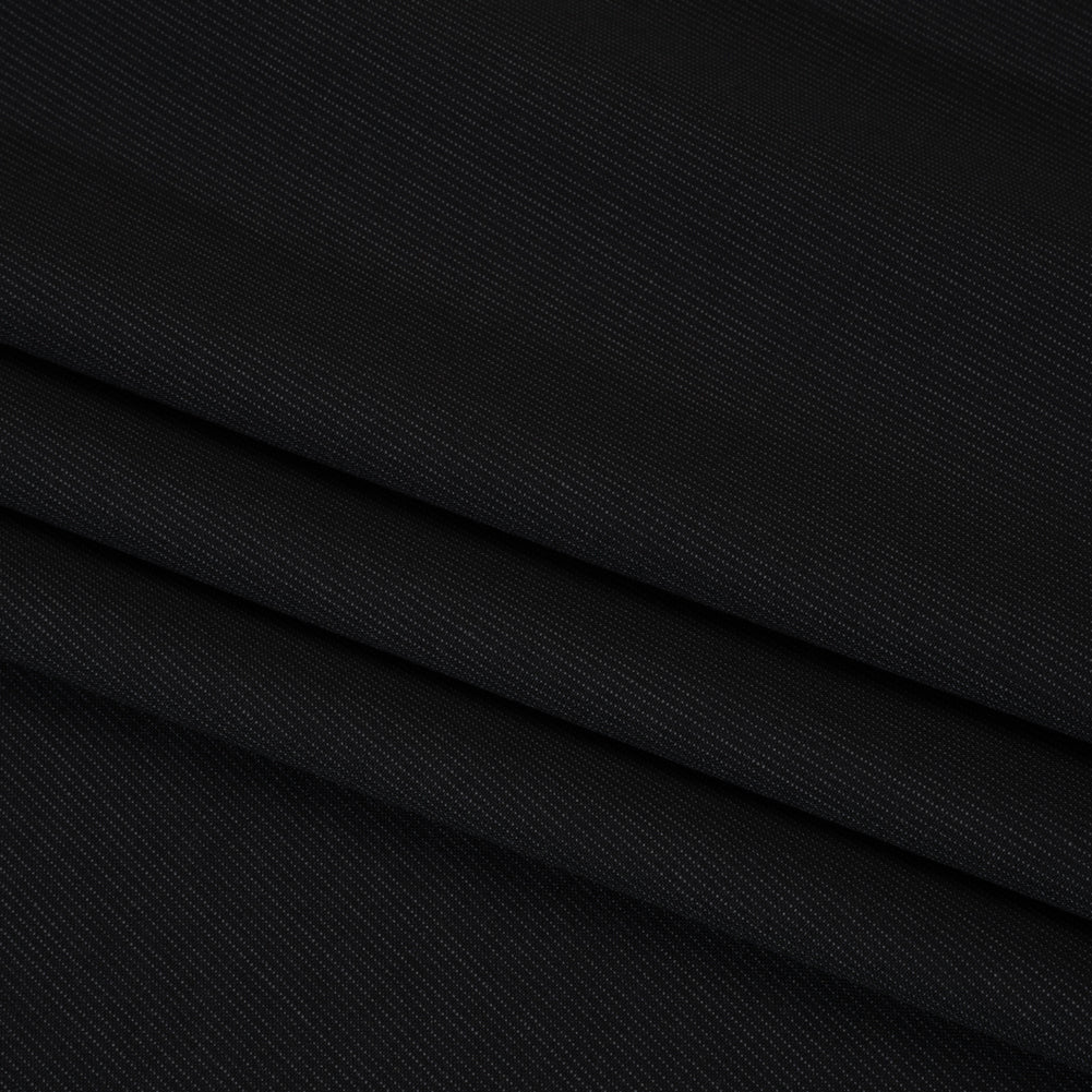 Super 120 Wool Suiting - Black and Gray Dotted Pinstripes - Deadstock