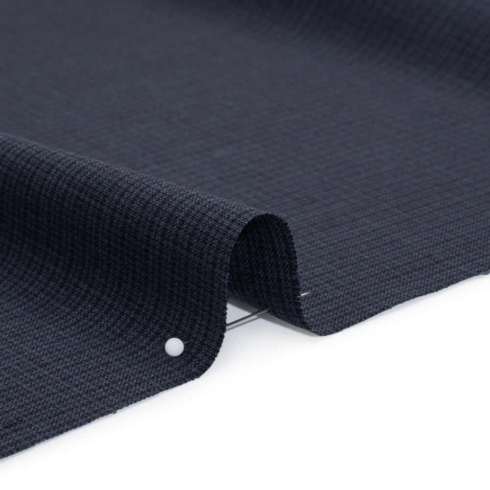 Wool Suiting - Navy and Black Micro Plaid - Deadstock