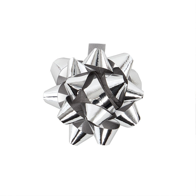 Mini Poly Bows 1 '' Metallic Silver Color 100 each / package