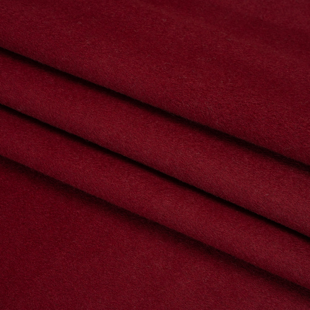 Brushed Lightweight Wool Blend Coating - Berry Red - Ellamar Collection