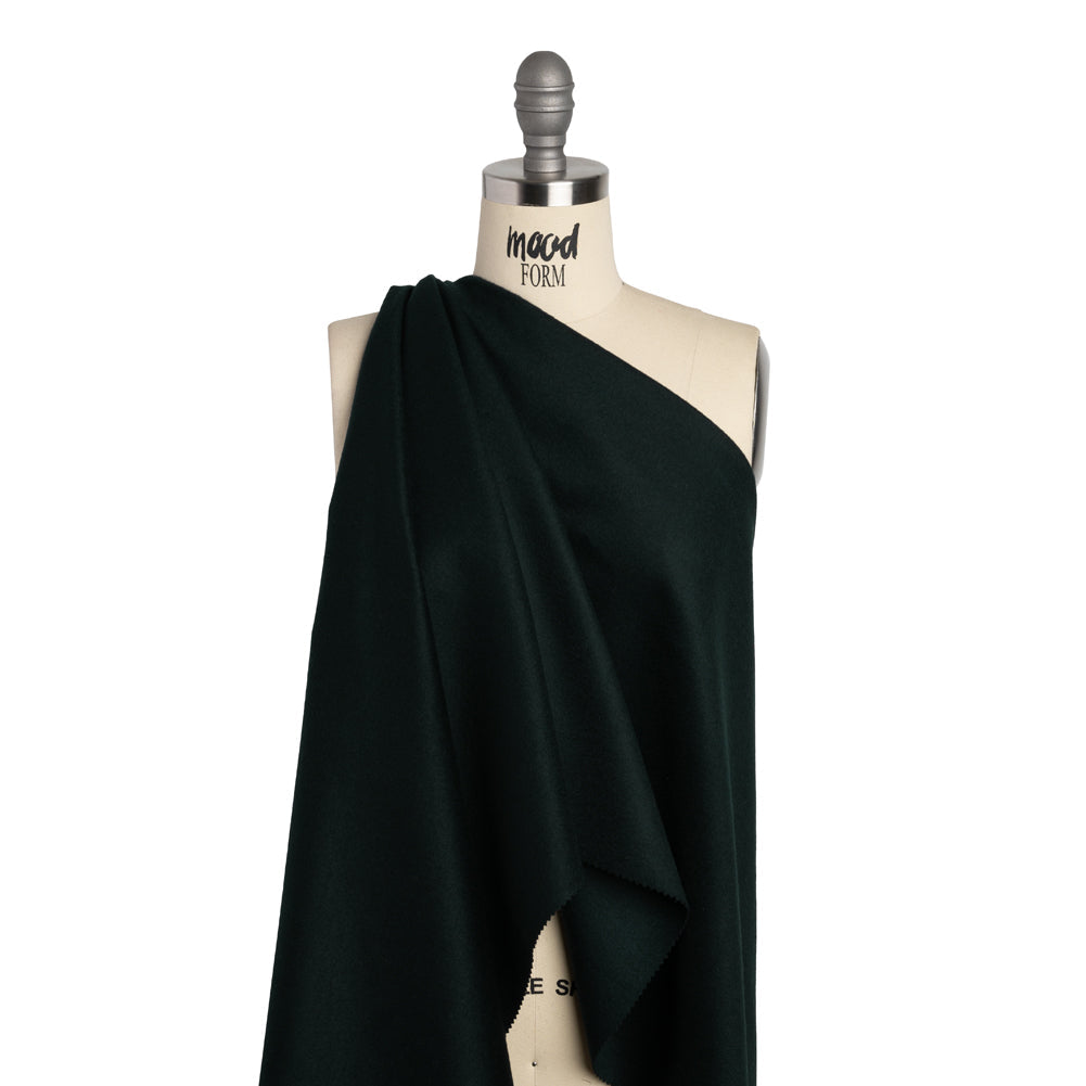 Brushed Lightweight Wool Blend Coating - Rain Forest Green - Ellamar Collection