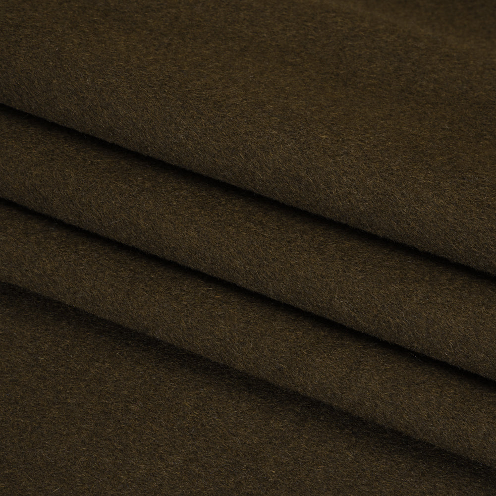 Brushed Lightweight Wool Blend Coating - Olive Brown - Ellamar Collection