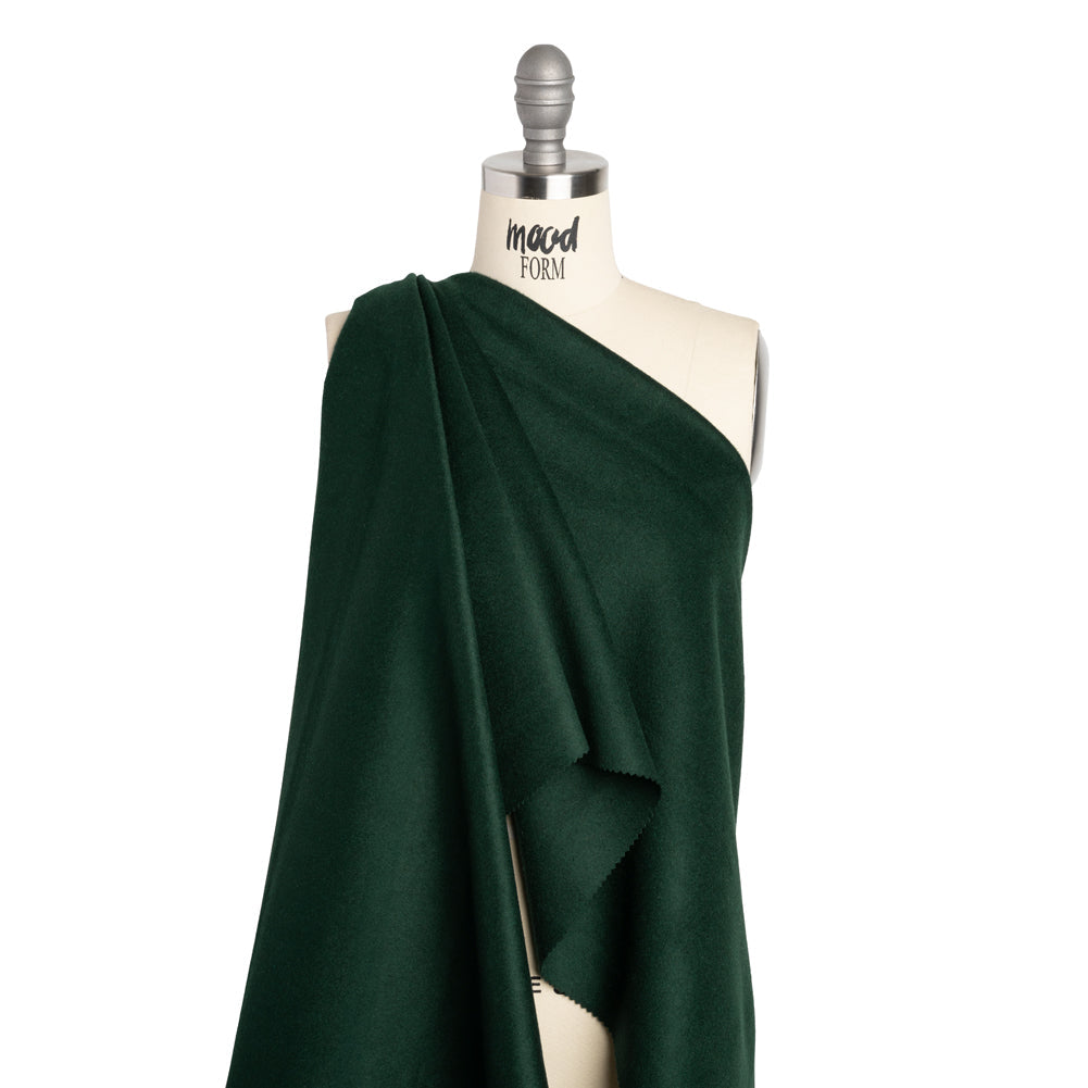 Brushed Lightweight Wool Blend Coating - Green - Ellamar Collection