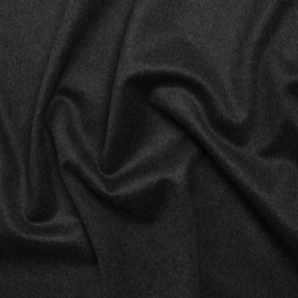 Brushed Lightweight Wool Blend Coating - Charcoal Gray - Ellamar Collection