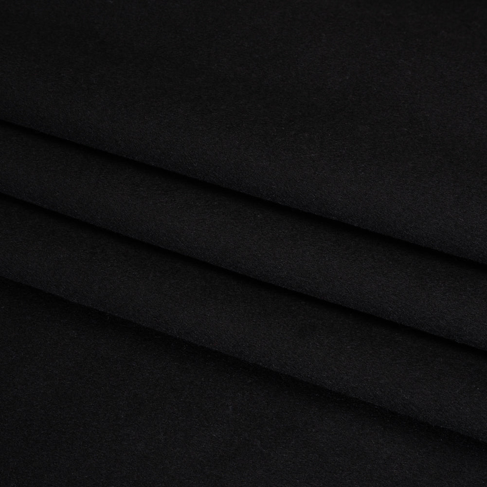 Brushed Lightweight Wool Blend Coating - Black - Ellamar Collection