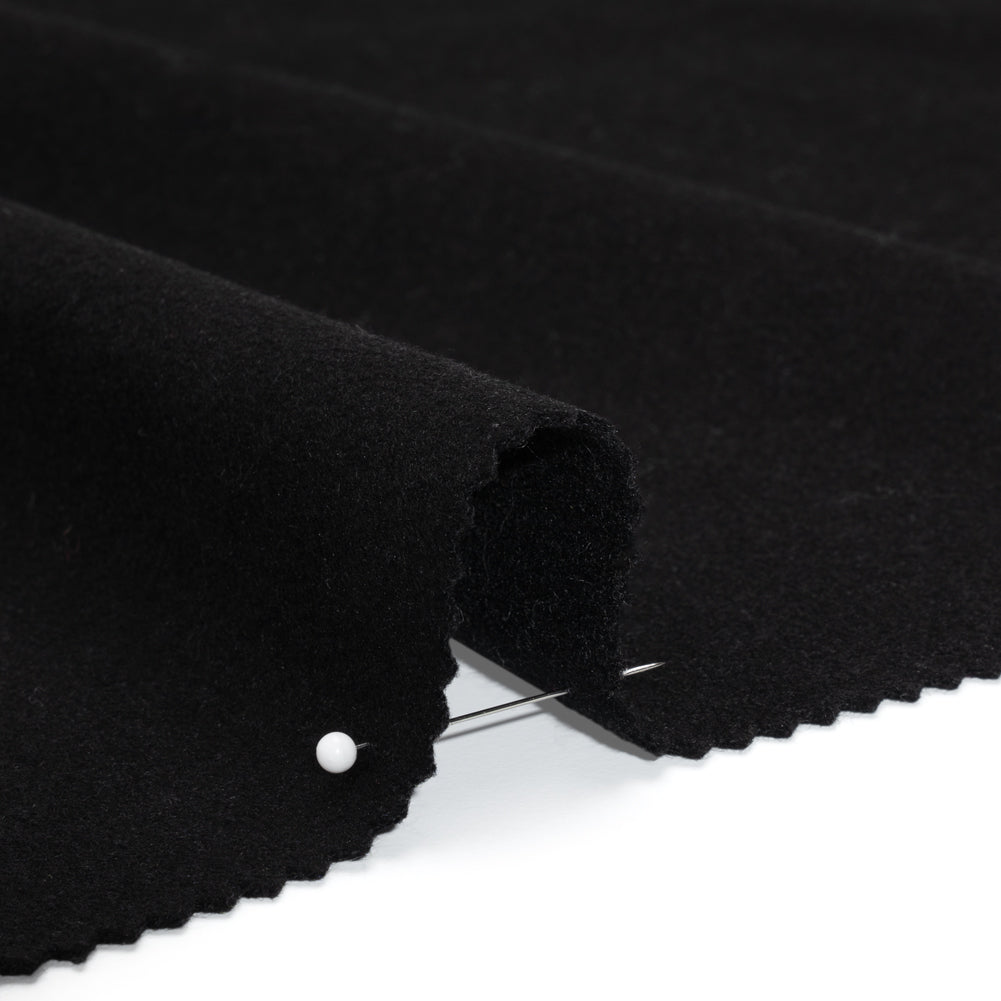 Brushed Lightweight Wool Blend Coating - Black - Ellamar Collection