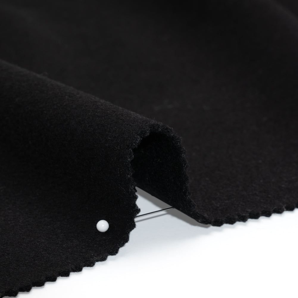 Brushed Cashmere and Wool Coating Double Face - Black
