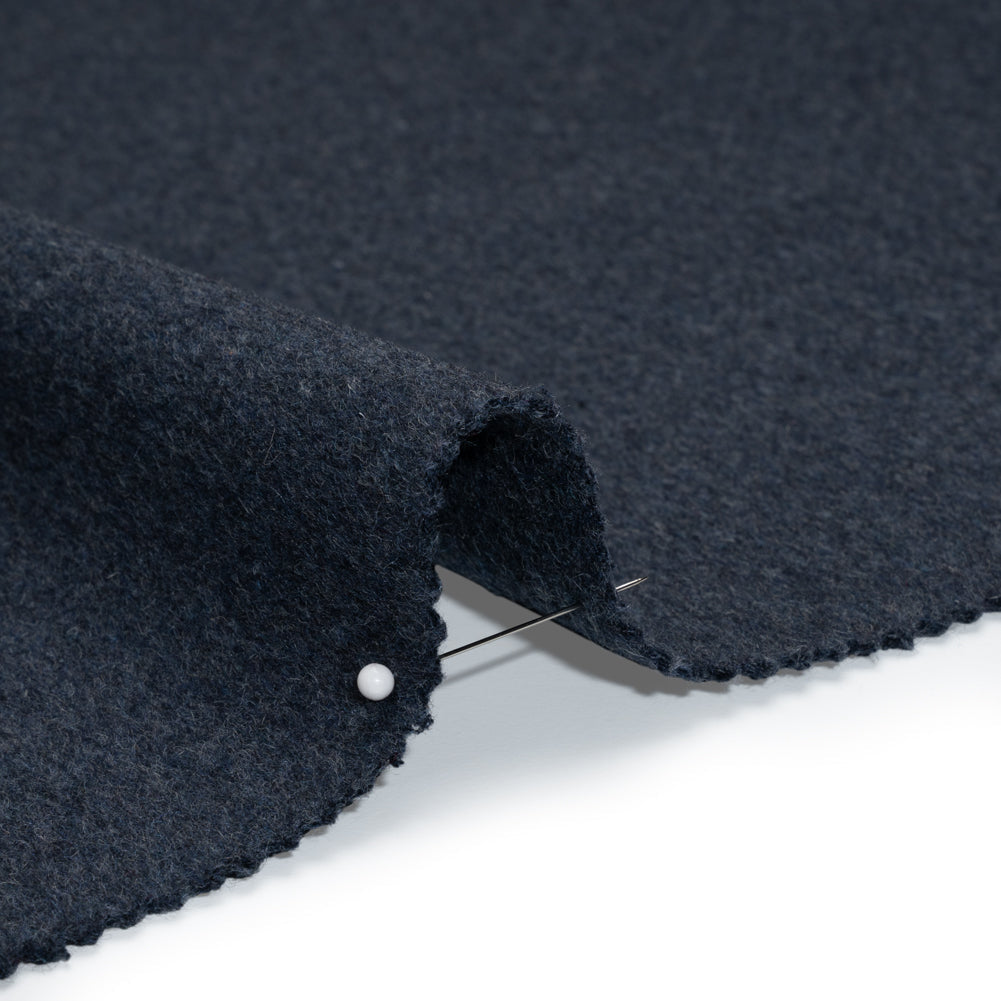 Heavy Brushed Wool Blend Twill Coating - Melange Blue