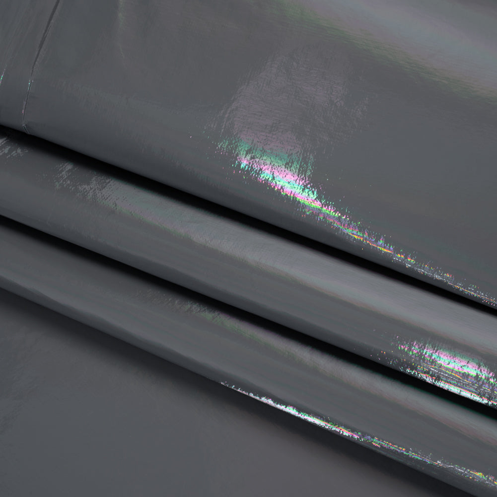 PU Coated Tyvek - Holographic Rainbow Glossy Gray