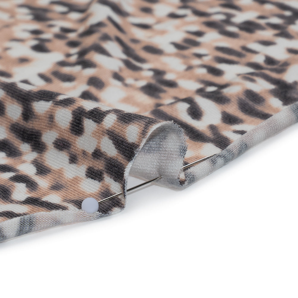 Stretch Modal Jersey Print - Taupe, Black and White Blurred Animal Spots - Deadstock