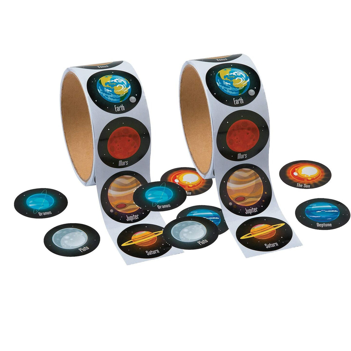1 1/2" Planets of the Solar System Paper Sticker Roll 100 Pc