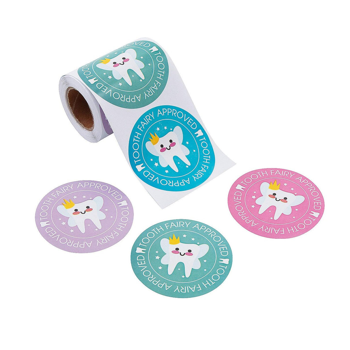 2 1/2" Official Tooth Fairy Seal Sticker Roll 100 Pc