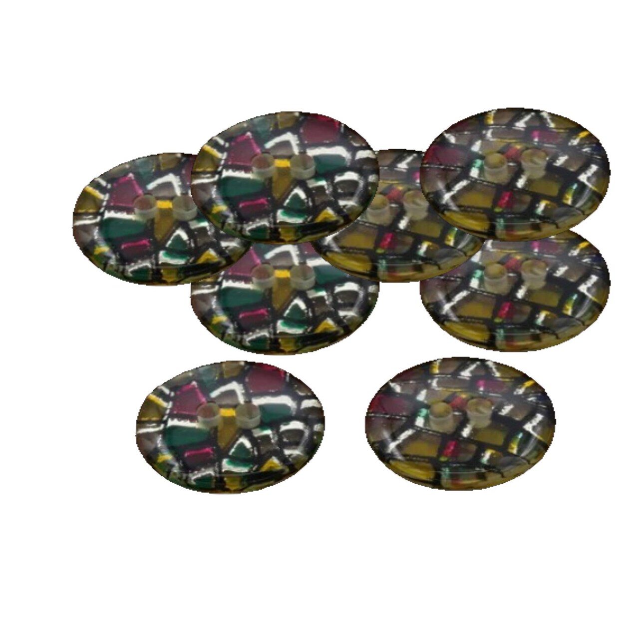 4 Pieces Colorful Gold Glitter Art Deco Shards Buttons 1.125 Inch