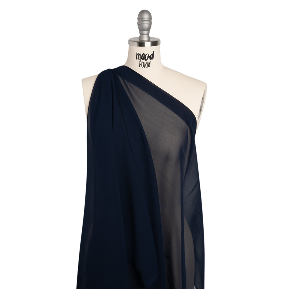 Silk Georgette - Navy Blue - Designer Deadstock