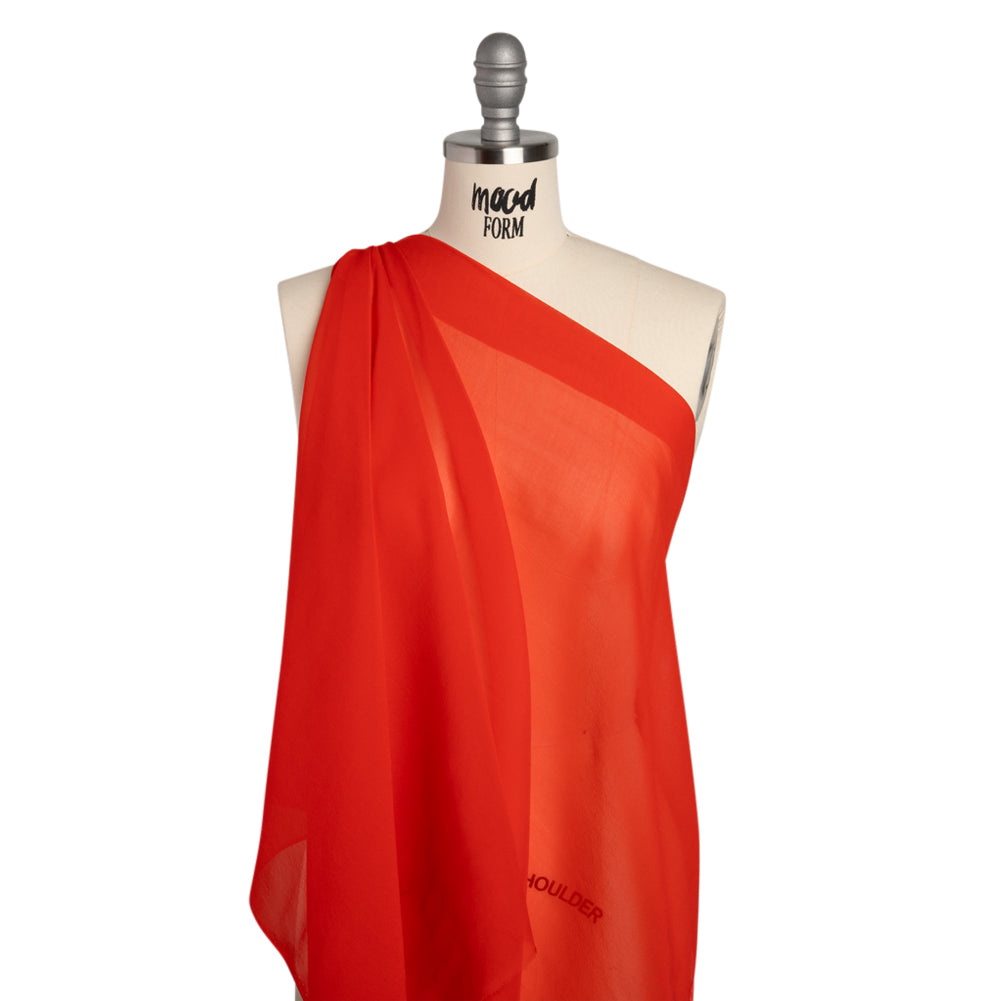 Silk Georgette - Red Orange - Designer Deadstock