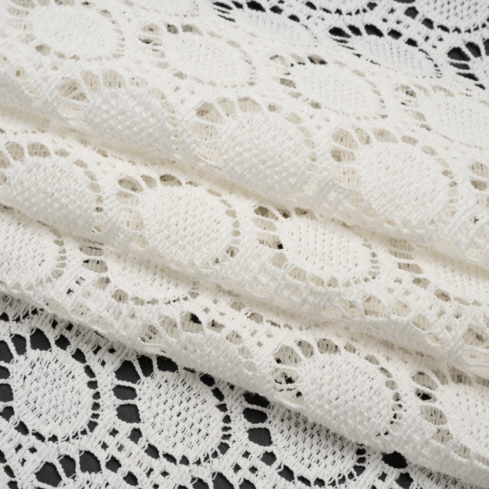 Cotton Crochet Lace - Off White Dots in Ovals - Designer Deadstock