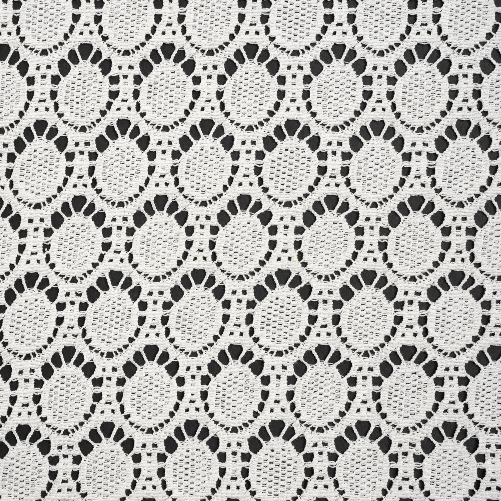 Cotton Crochet Lace - Off White Dots in Ovals - Designer Deadstock