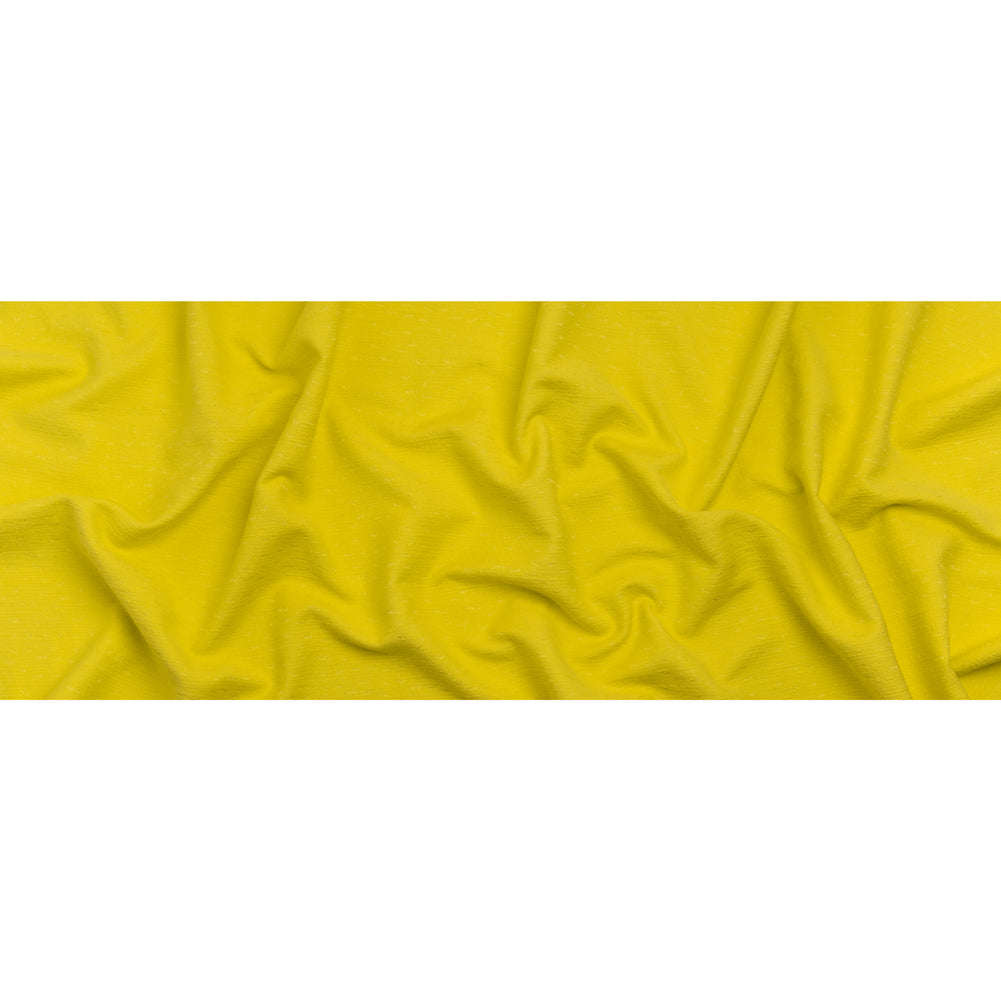 Slubbed Stretch Cotton Blend Jacquard - Bright Yellow Abstract - Designer Deadstock