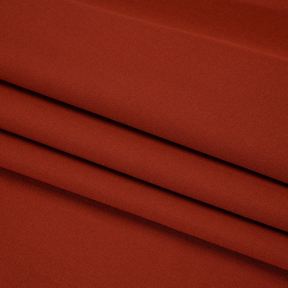 Polyester and Viscose Stretch Double Cloth - Brick Red - Deadstock