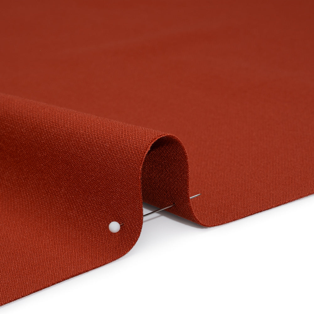 Polyester and Viscose Stretch Double Cloth - Brick Red - Deadstock