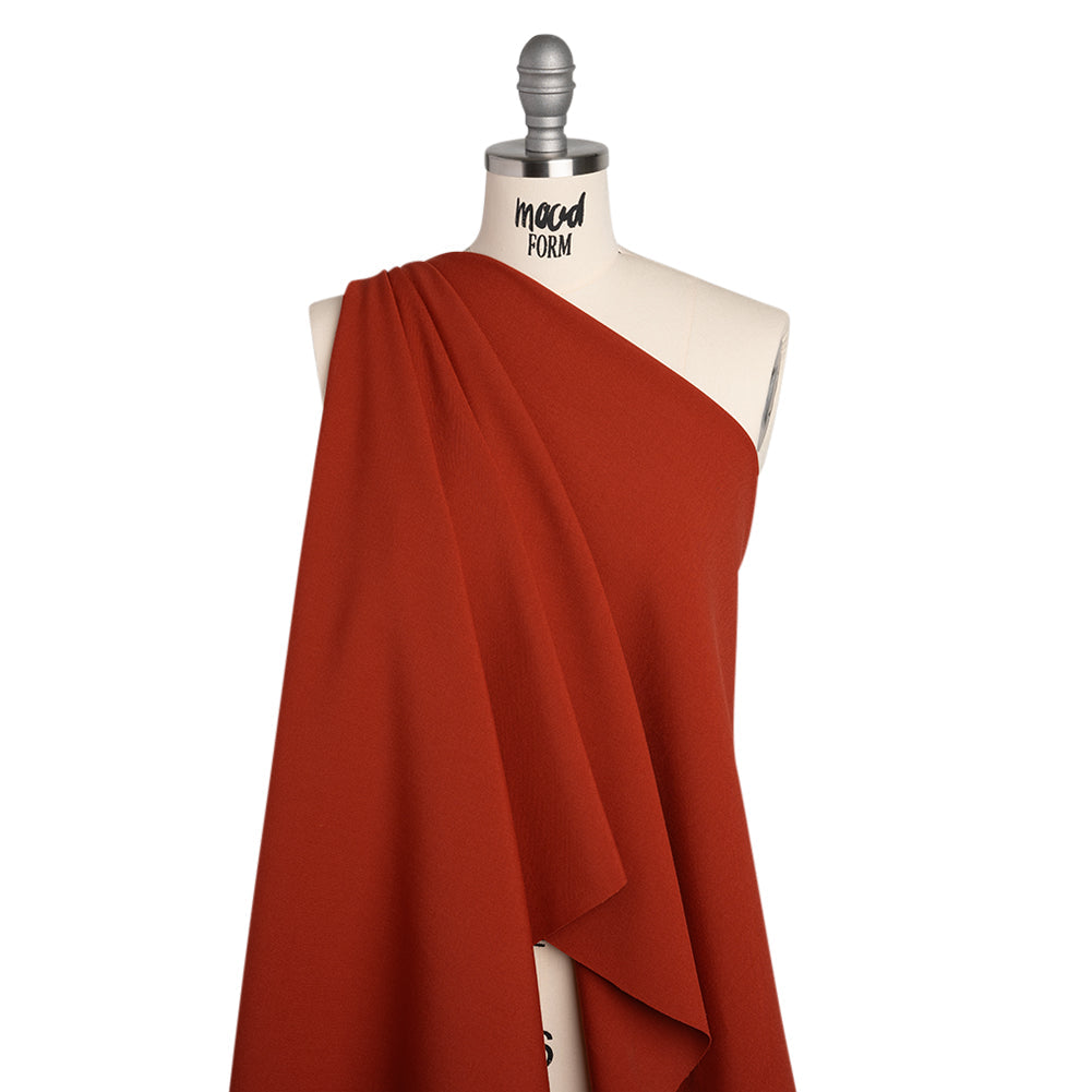 Polyester and Viscose Stretch Double Cloth - Brick Red - Deadstock