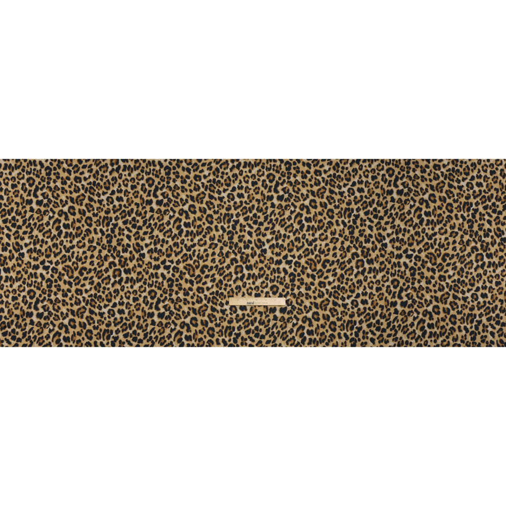 Soft Stretch Polyester Satin Print - Beige, Brown and Black Leopard Spots - Deadstock