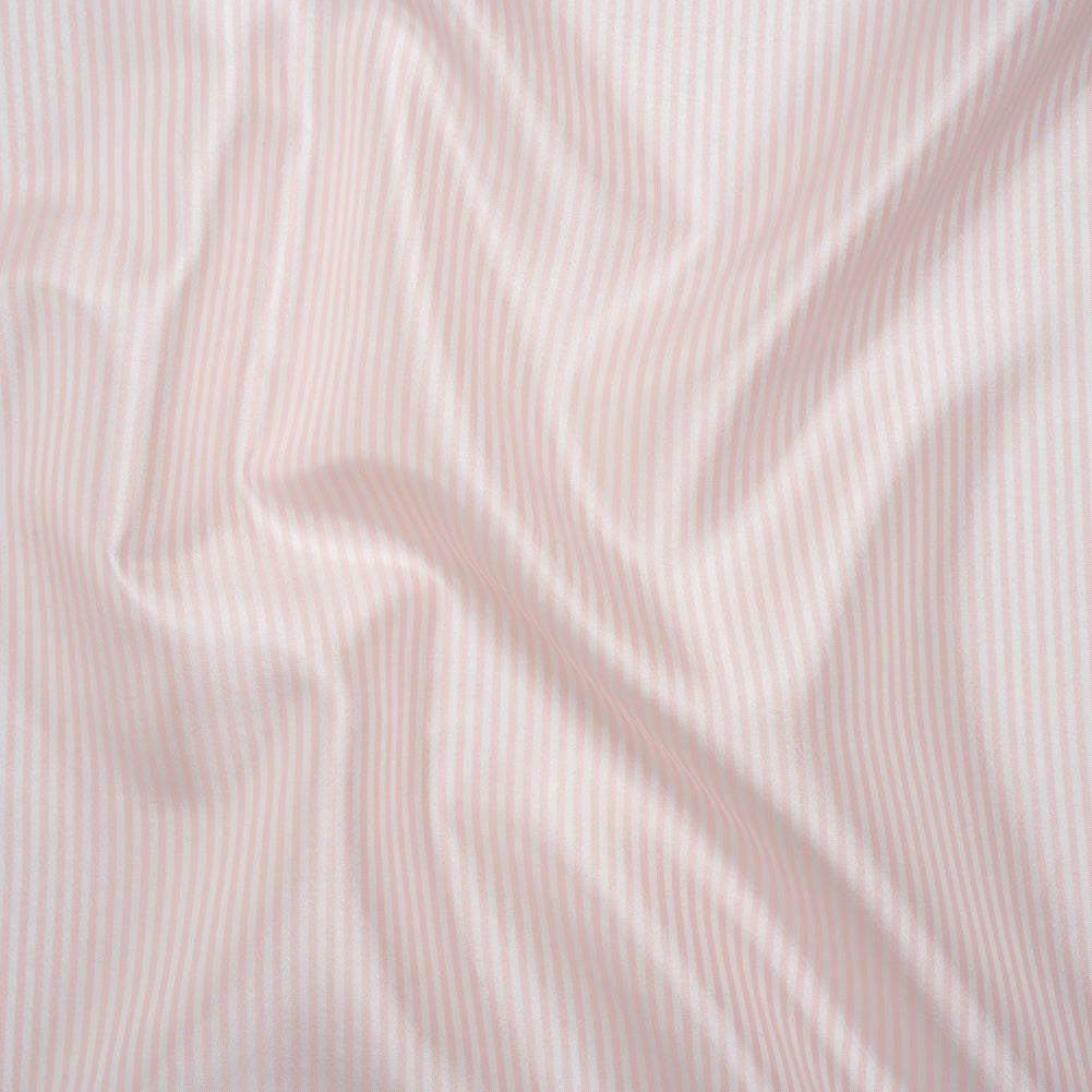 Polyester Lining - Light Pink and White Candy Stripes - Deadstock