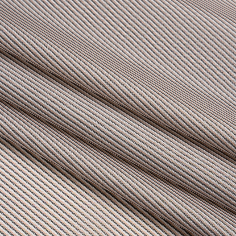 Polyester Lining - Pink, White and Gray Shadow Stripes - Deadstock