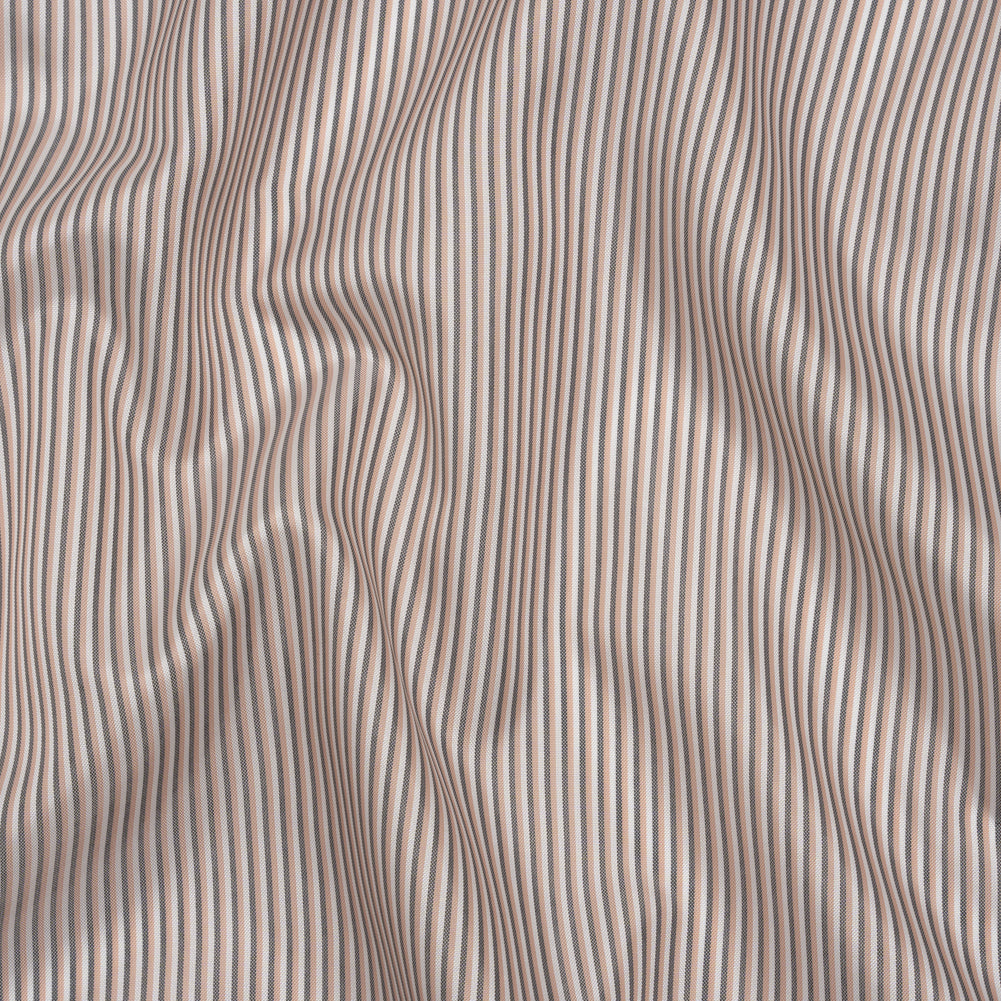 Polyester Lining - Pink, White and Gray Shadow Stripes - Deadstock