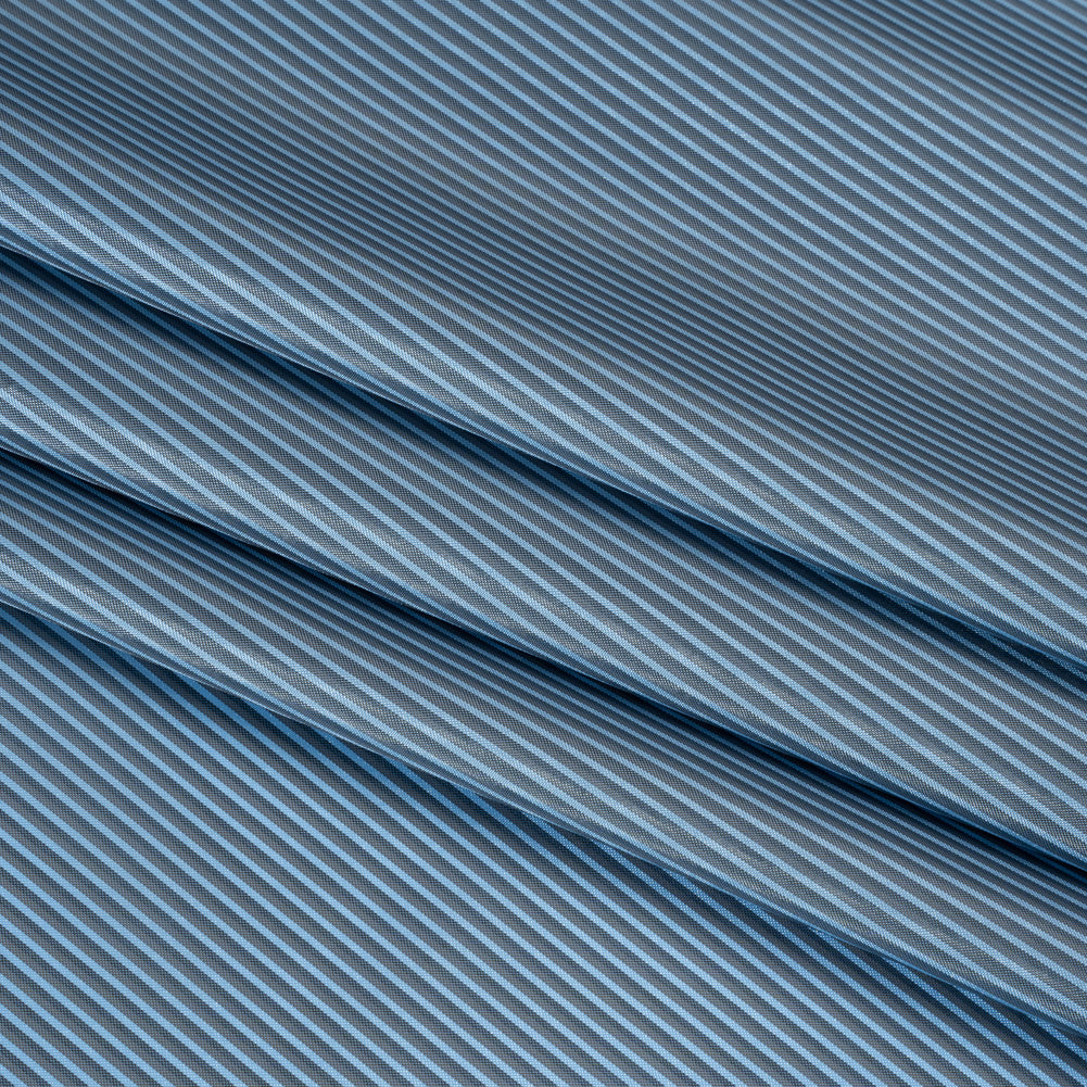 Polyester Lining - Blue and Gray Shadow Stripes - Deadstock