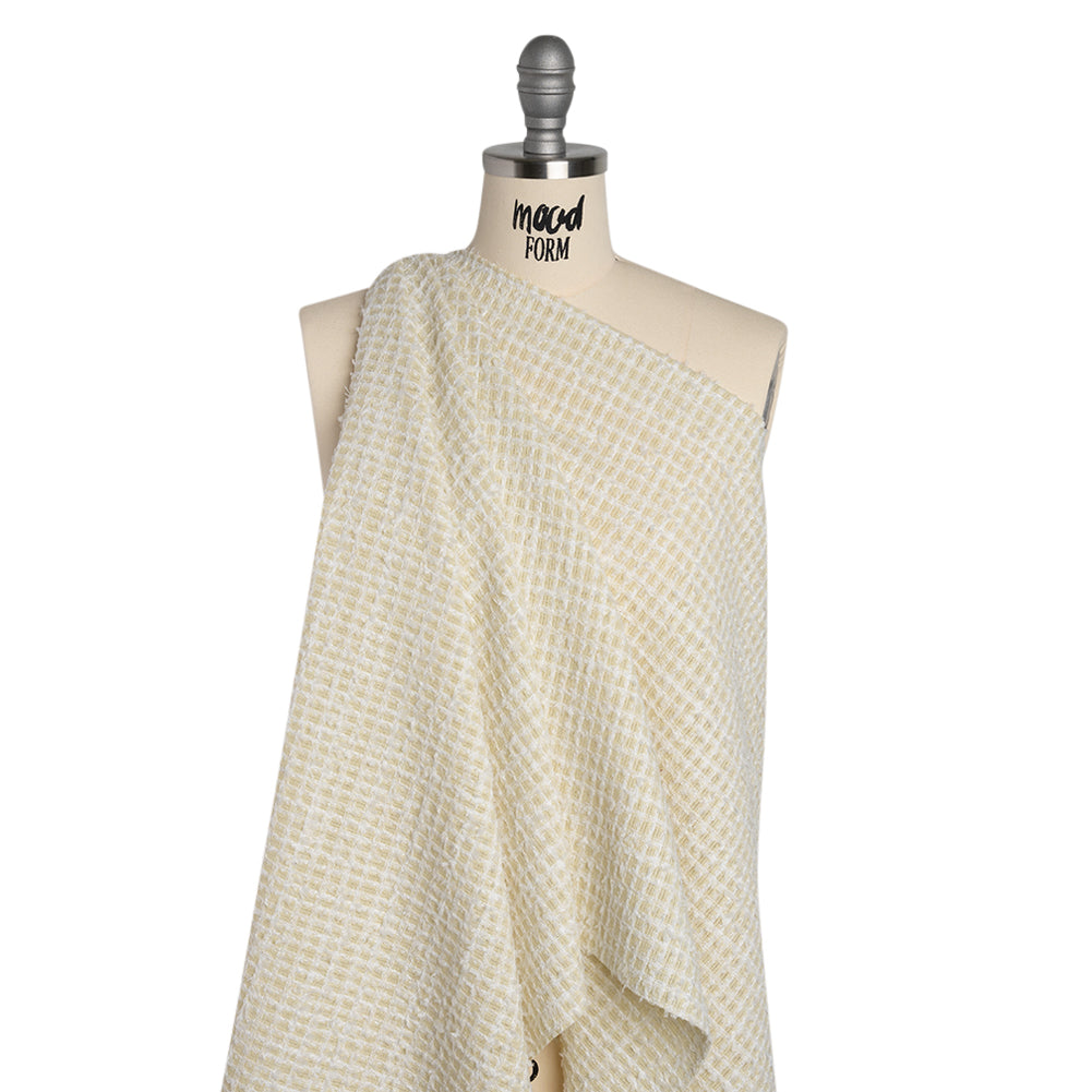 Fluffy Tweed - Cream and White Mini Windowpane Checks - Deadstock