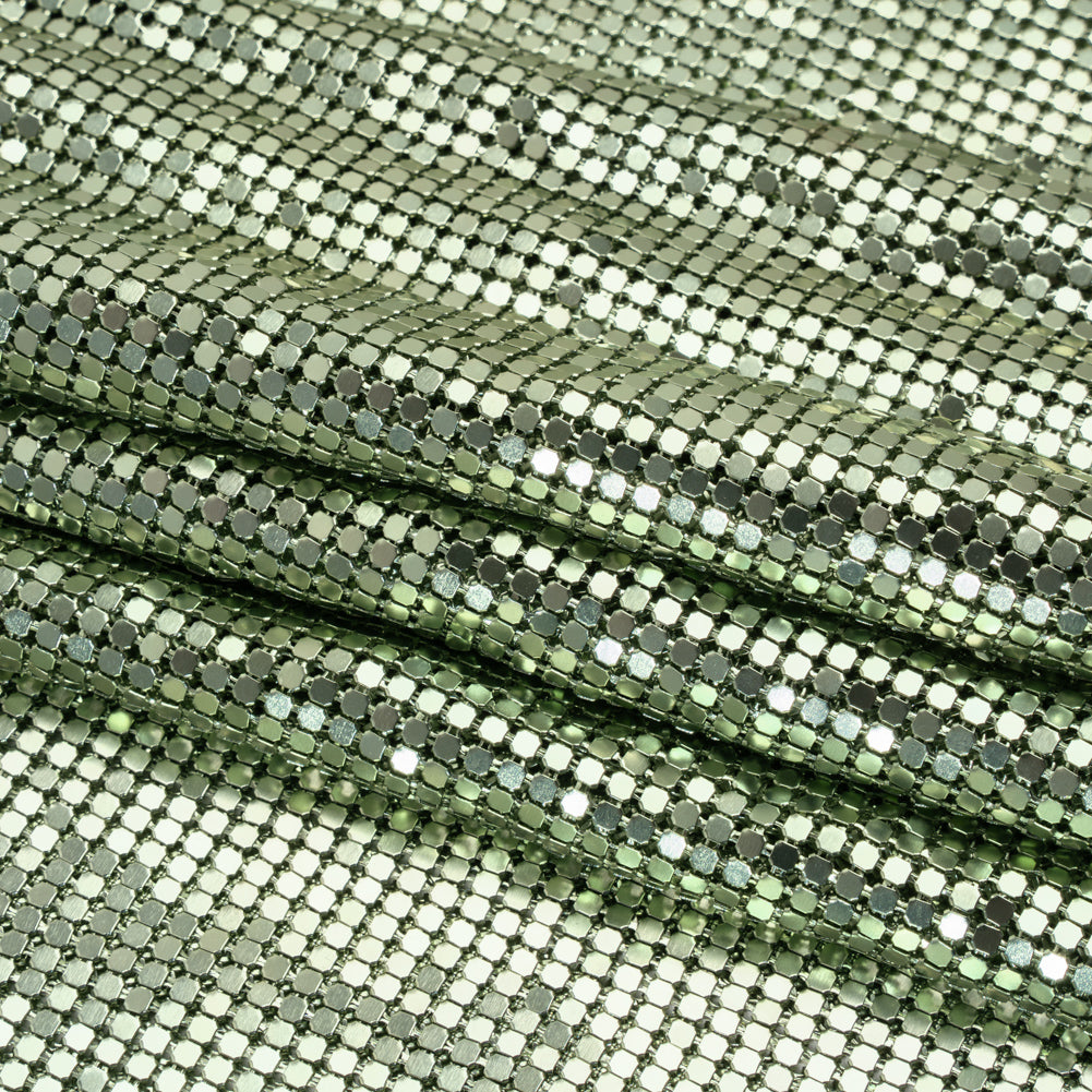 Aluminum Chainmail Fabric Panel, 3mm Tubular - Sage Green - Joan Collection