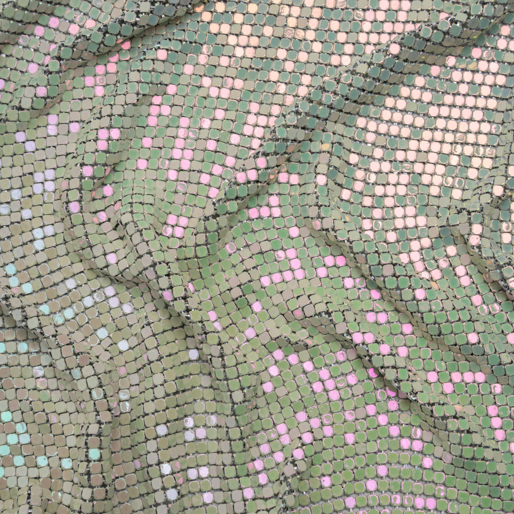 Aluminum Chainmail Fabric Panel, 3mm - Pastel Rainbow Oil Slick - Joan Collection