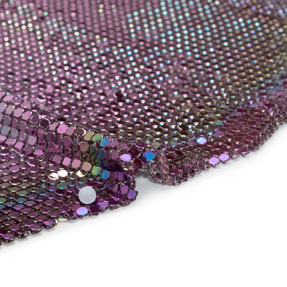 Aluminum Chainmail Fabric Panel, 3mm - Bright Pink and Green Oil Slick - Joan Collection