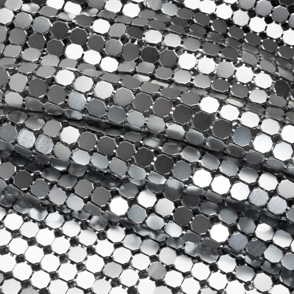 Aluminum Chainmail Fabric, 8mm Tubular - Silver - Joan Collection