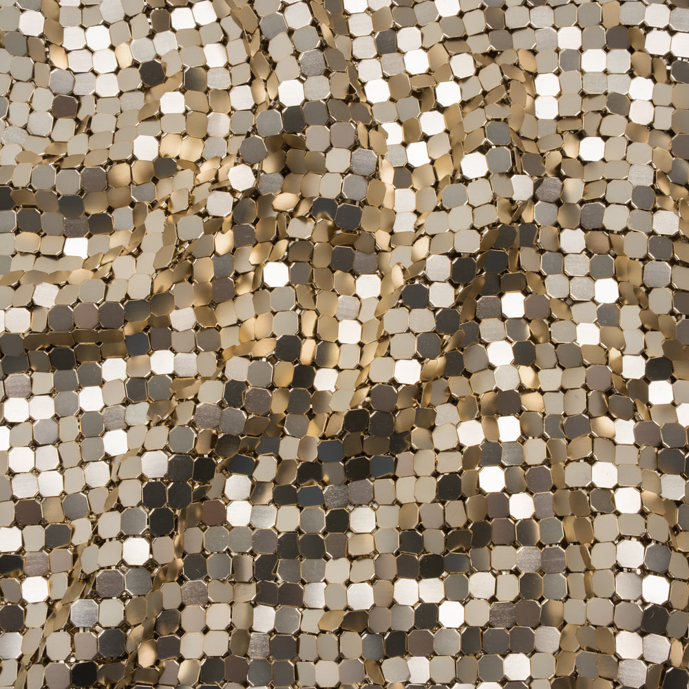Aluminum Chainmail Fabric, 8mm Tubular - Gold - Joan Collection