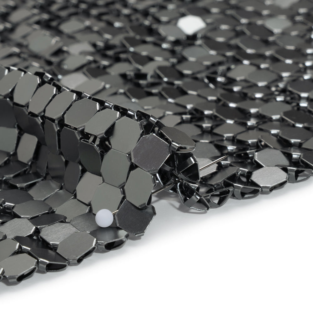 Aluminum Chainmail Fabric, 8mm Tubular - Gunmetal - Joan Collection